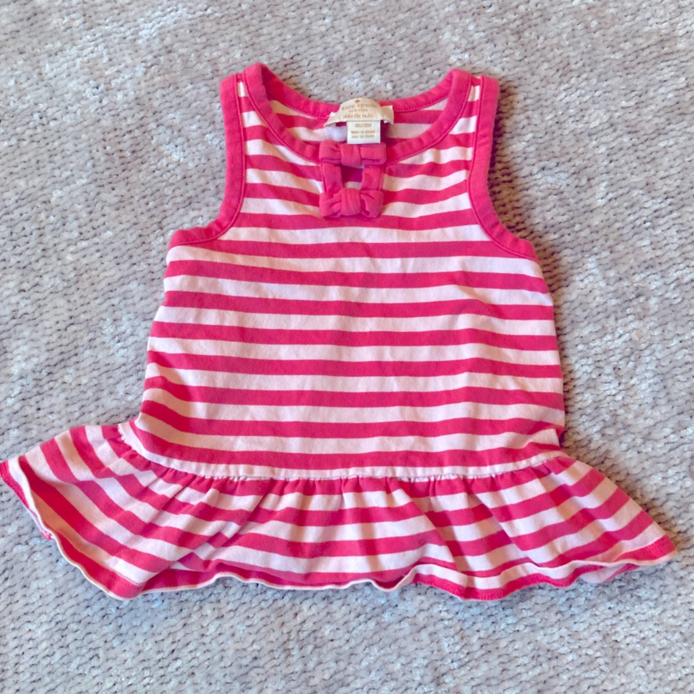 Kate Spade Striped Drop Waist Dress Bows Pink White 18 Months